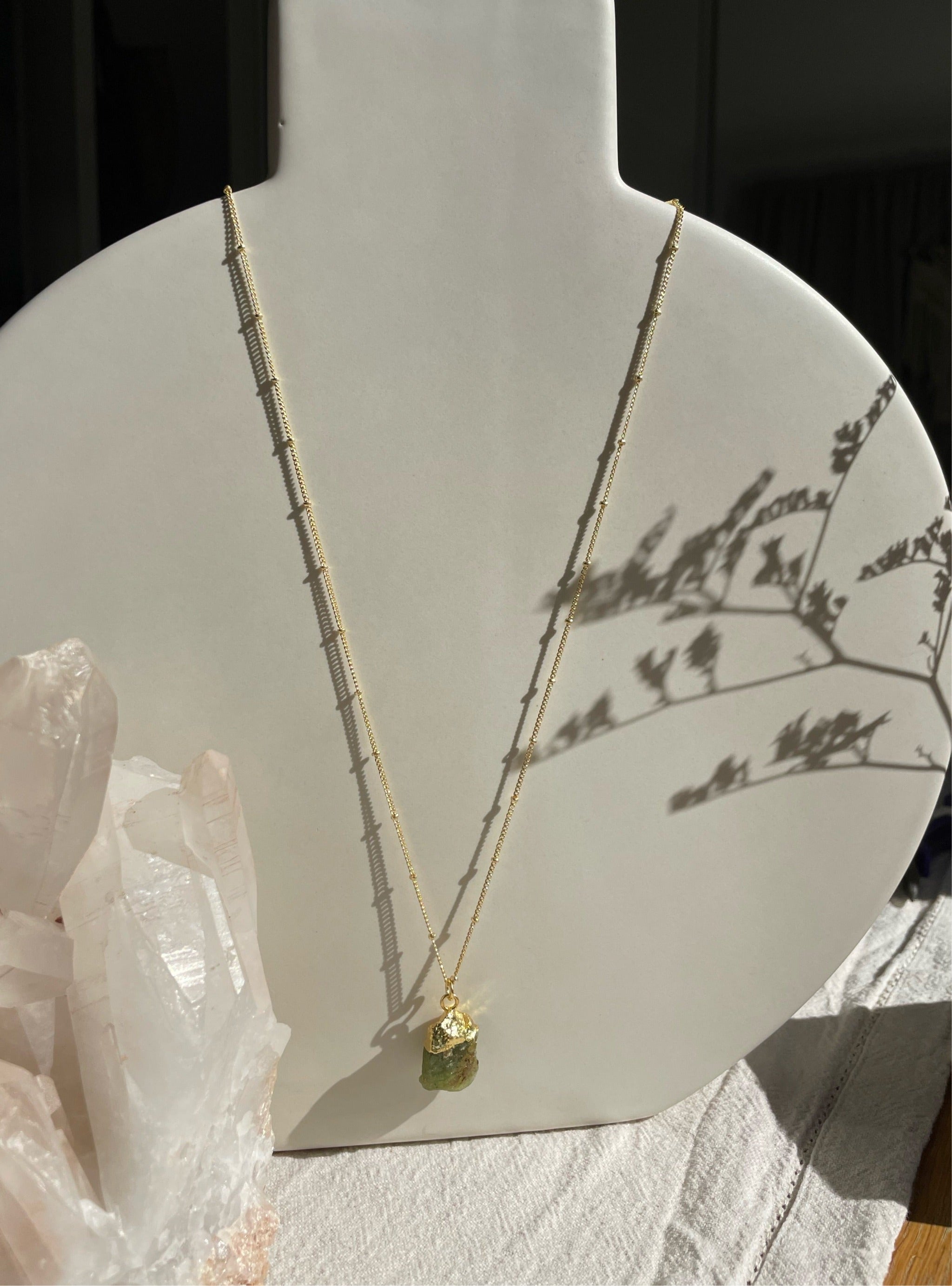 14K Yellow Gold Peridot Birthstone Necklace